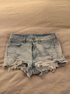 American Eagle Outfitters Light Blue Ripped Denim Jean Shorts
